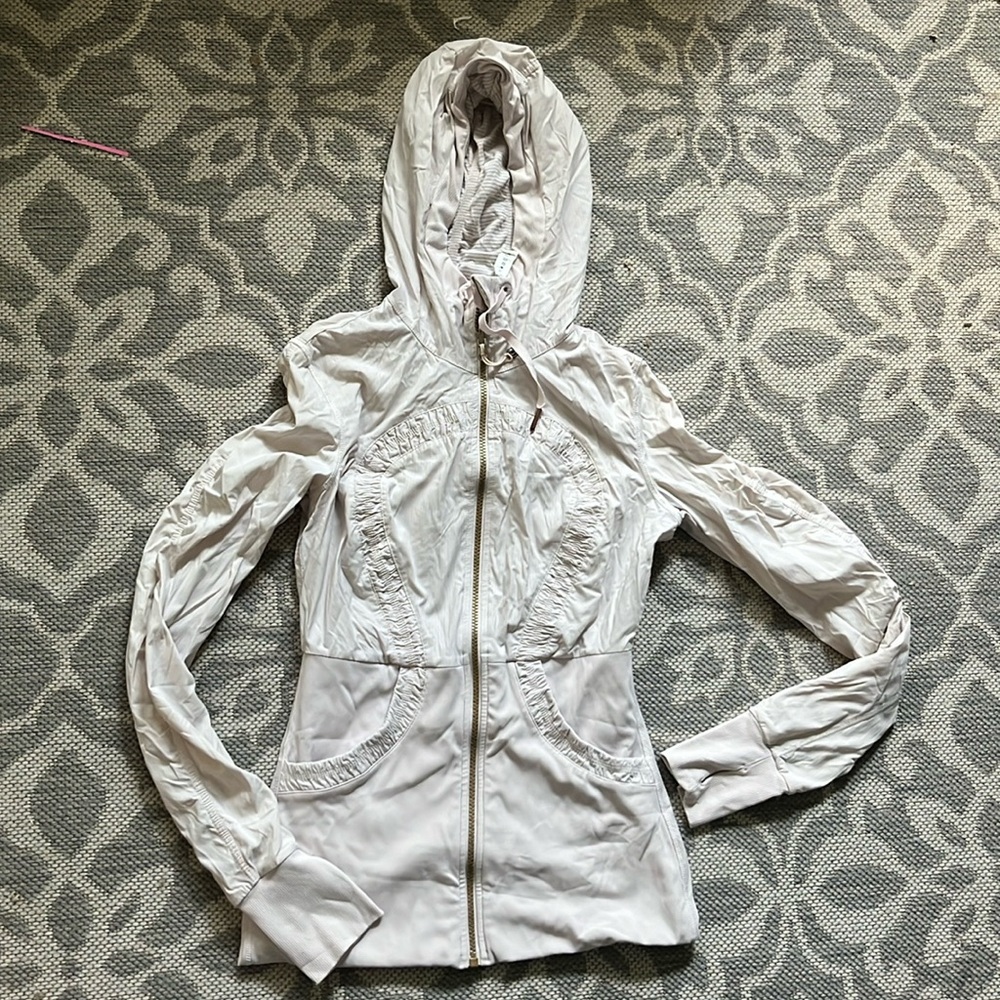 Lululemon Dance Studio jacket, reversible light pink and grey stripe